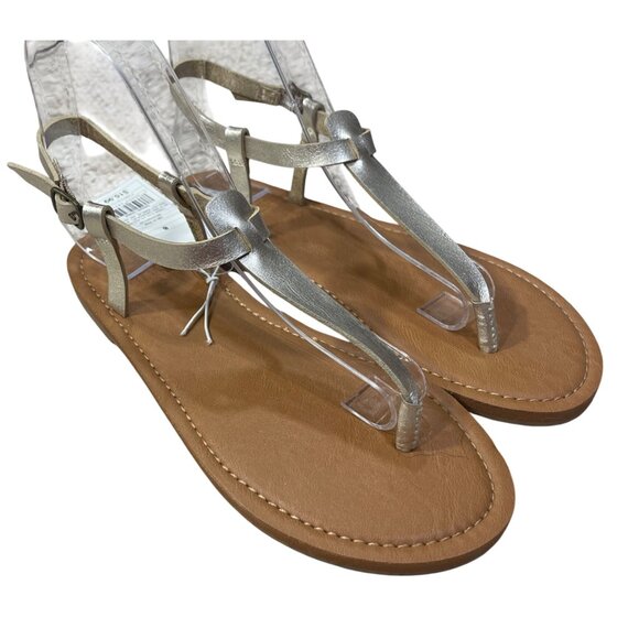 New Universal Thread Gold Thong Sandal Flat Size 8 Hartley - Picture 1 of 8